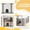 PawHut Dog Gate with Cat Flap Pet Safety Gate Barrier, Stair Pressure Fit, Auto Close, Double Locking, for Doorways, Hallways, 75-103 cm Black