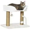PawHut Cat Scratching Post Cat Tree Tower With Bed for Indoor Cats Scratcher Toy Balls 48 x 38 x 42cm - White