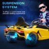 HOMCOM Lamborghini Aventador Licensed Kids' Electric Ride-on with Remote Control, 12V Powered Electric Car for Kids with Butterfly Doors, Auxiliary wheels, Music, Horn, Suspension - Yellow