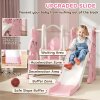 AIYAPLAY Toddler Slide and Swing Set 4 in 1 with Climber, Basketball Hoop, Kids Slide for Age 1.5-4, Children Activity Centre Playground for Indoor Outdoor Garden, Rabbit Themed, Pink