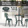 Outsunny Garden Bistro Set with Umbrella Hole, 3 Piece Cast Aluminium Garden Furniture Set, Antique Floral Round Coffee Table and Chairs, Small Balcony Furniture for Outdoor, Patio, Green