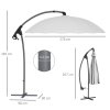 Outsunny 2.7m Cantilever Parasol with Cross Base, Banana Parasol with Crank Handle and 16 Fibreglass Ribs, Round Hanging Patio Umbrella for Outdoor Pool, Garden, Balcony, Grey