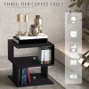 HOMCOM Side Table Square Coffee Table Modern End Table with 2 Tier Storage Shelves for Living Room, Bedroom