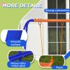 Outsunny 4 in 1 Garden Swing Set, Metal Kids Swing Set w/ Double Swings, Glider, Slide, Ladder, for Outdoor Play - Multicoloured