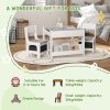 HOMCOM 3 Piece Kids Table and Chair Set, 3 in 1 Design Kids Desk and Chair Set with Blackboard, Storage, Bookshelves, for Nursery, Playroom, Classroom - Grey