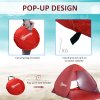 Outsunny Pop up Beach Tent, UV 30+ Portable Sun Shelter with Carry Bag, 2x1.5m for 2-3 Person, Red