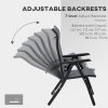 Outsunny Set of 2 Outdoor Wicker Folding Chairs, Patio PE Rattan Dining Armrests Chair set with 7 Levels Adjustable Backrest, for Outdoors, Camping, Grey
