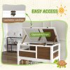PawHut Tortoise House w/ Shelf, Small Pet Reptile Wooden House w/ Hide Shelter Den and Run, Lamp Holder, Tray, for Indoors, Outdoors - Brown
