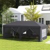Outsunny 3 x 6 m Pop Up Gazebo with Sides and Windows, Height Adjustable Wedding Camping Party Tent Canopy Marquee with Storage Bag for Garden, Event, Grey