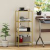 HOMCOM 4-Tier Shelving Unit, Modern Glass Shelf, Bookshelf, Storage Rack for Living Room, Home Office, Bedroom, Bathroom, 40 x 30 x 97 cm, Gold Tone