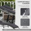 Outsunny Folding Rattan Sun Lounger, Wicker Garden Lounger with Cushion and Pillow, Outdoor Sunbed with Steel Frame for Patio, Beach, Terrace, Grey