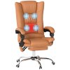 Vinsetto High Back Vibration Massage Office Chair, Heated Reclining PU Leather Computer Chair with 135° Reclining Back and Footrest, Light Brown