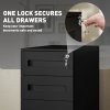 Vinsetto Metal Mobile File Cabinet with Wheels, Lockable 3 Drawer Filing Cabinet for A4, Legal, Letter, Compact Under Desk Storage Unit with Pre-Assembled Body for Home Office, 30 x 43.5 x 60cm, Black