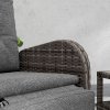 Outsunny 3 Pieces Rattan Bistro Set, Wicker Balcony Furniture Set with Reclining Sun Loungers, 2-Tier Coffee Table and Cushions, 2 Seater Garden Furniture for Outdoor Patio Balcony, Brown