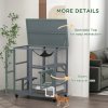 PawHut Cat Cage House, Catio Cat Indoor Enclosure on Wheels, Weather-Resistant Wooden Kitty Cage with Platforms, Hammock, Light Grey