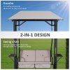 Outsunny Outdoor Garden 2 Seater Canopy Swing Chair Seat Porch Loveseat Vintage Hammock Cushioned Seat w/ and Side Drink Panel