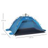 Outsunny 2 Man Pop-up Tent Beach Tent Sun Shelter w/ Windows Doors Hook Sandbags UV Protection Waterproof Outdoor Adventure Garden, Sky Blue