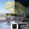Outsunny 3(m) Cantilever Roma Parasol Patio Sun Umbrella with Crank & Tilt LED Solar Light Cross Base 360 Rotating Outdoor, Beige