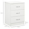 HOMCOM Bedside Table with 3 Drawers, Modern Wood Nightstand, Side Table with Anti-tipping Design for Bedroom, White