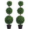 HOMCOM Set of 2 Decorative Artificial Trees, Topiary Ball-shaped Boxwood Trees in Pot, Fake Plants for Home Indoor outdoor Decor, 100cm, Green