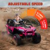 AIYAPLAY 2 Seater Ride on Truck, 24V 7AH Battery Powered Electric Ride On Car with Parental Remote Control, Spring Suspension, 3 Speeds, LED Lights, MP3, Horn, Music, Pink