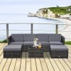 Outsunny 7Pc Rattan Garden Furniture Wicker Sofa & Coffee Table Set Patio Furniture Outdoor with Cushions Grey