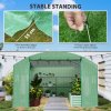 Outsunny 4 x 3 x 2m Polytunnel Greenhouse with 3 Roll-up Doors and Mesh Windows, Walk-in Garden Tunnel Warm House Tent with UV-resistant PE Cover and Galvanised Steel Frame, Green