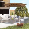 Outsunny 3x2m Garden Parasol Umbrella with Tilt and Crank, Outdoor Sun Shade Canopy with Aluminium Frame and Steel Ribs, Rectangular, Brown