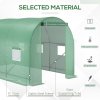 Outsunny 3.5 x 2m Walk-In Polytunnel Greenhouse, with Steel Frame, PE Cover, Roll-Up Door and 6 Windows, Green