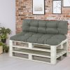 Outsunny 2Pcs Garden Tufted Pallet Cushion Seat Pad, Back Cushion Patio for Indoor Outdoor Use, 120L x 80W x 12Hcm, Grey