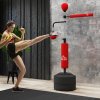 HOMCOM 4-in-1 Boxing Punching Bag Free Standing with 2 Speed Balls, 360 Degree Relax Bar, PU-Wrapped Boxing Bag and Fillable Base, 160-230cm Adjustable Height, Red