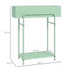 Outsunny 2 Tier Plant Stand, Metal Plant Rack Shelf with Drain Holes, Floor-standing Flower Pot Stand for Indoor Outdoor Garden Patio Balcony Living Room, Green