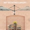 Outsunny 3 M Wall Mounted Garden Parasol Umbrella with Rotate, Outdoor Market Umbrella Sun Shade Canopy with 8 Ribs, Light Grey