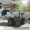 Outsunny 3.7 x 2.7 m Cantilever Parasol w/ 360 Rotation and Easy Tilt Adjustment, Aluminium Hanging Offset Outdoor Umbrella w/ Double Top and Cross Base, UPF50+ Hanging Sun Shade, Black