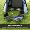Outsunny Dome Tent for 6-8 Person, Camping Tent with 4 Zipped Mesh Doors, Removable Polyester Cloth, Lamp Hook, Portable Carry Bag, Screen House, White and Blue