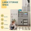 AIYAPLAY Kids Storage Units, Toy Organiser with 2 Storage Boxes, 4 Tier Bookshelf, Cabinet, for Playroom, Bedroom, Kid Room, Living Room, 67 x 29 x 98cm, Light Grey