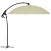 Outsunny 2.7m Cantilever Parasol with Cross Base, Banana Parasol with Crank Handle and 16 Fibreglass Ribs, Round Hanging Patio Umbrella for Outdoor Pool, Garden, Balcony, Beige