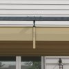 Outsunny 4 x 3(m) Metal Outdoor Pergola with Retractable Roof, Outdoor Gazebo Canopy Shelter with Drainage Holes for Garden, Patio, Lawn, Khaki