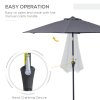 Outsunny 2.6M Garden Parasol Umbrella with Tilt and Crank, Outdoor Sun Parasol Sunshade Shelter with Aluminium Frame, Grey