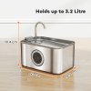 PawHut Cat Water Fountain for Drinking, 3.2L Stainless Steel Cat Fountain, Ultra-Silent, Automatic, Visible Water-Level, for Kittens, Dogs and Other Pets