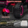 AIYAPLAY 2 Seater Ride on Truck, 24V 7AH Battery Powered Electric Ride On Car with Parental Remote Control, Spring Suspension, 3 Speeds, LED Lights, MP3, Horn, Music, Pink