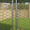 PawHut Walk in Chicken Run Chicken Coop Galvanised Outdoor Poultry Cage w/ Cover, for 10-15 Chickens, Hens, Rabbits, Ducks, 4 x 3.5 x 2.6m - Silver Tone