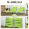 Outsunny Set of 2 Outdoor Foldable Sun Loungers, Adjustable Backrest Garden Recliner Sun Lounger Chair with Headrest Pillow, Green