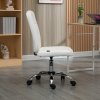 Vinsetto Armless Office Chair, Faux Leather Desk Chair with Adjustable Height, Button Tufted, White
