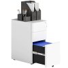 Vinsetto 3-Drawer Mobile Filing Cabinet, Steel Lockable File Cabinet for A4, Legal, Letter, Compact Under Desk Storage Unit with Pre-Assembled Body for Home Office, 30 x 45 x 59cm, White