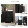 HOMCOM Rolling Metal Storage Locker Cabinet, Industrial Mobile Lockable Cabinet with Adjustable Shelf and Wheels for Home Office Living Room, Black