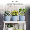Outsunny Set of 3 Plastic Round Plant Pots Outdoor 22cm, Garden Planters, Flower Pots for Garden Decoration, Patios, Indoor, Outdoor, Home, Blue
