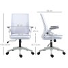 Vinsetto Mesh Office Chair, Desk Chair with Lumbar Support, Flip-up Armrest, Swivel Wheels, Adjustable Height, White