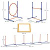 PawHut Dog Agility Training Equipment, Dog Outdoor Games with Weave Poles, Jump Ring, Pause Box, Adjustable Hurdle, Pet Obstacle Course Training Set with Carry Bag, Orange