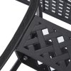 Outsunny 90 x 90cm Square Garden Dining Table with 46.5mm Dia. Umbrella Hole, Cast Aluminium Outdoor Dining Table, Grid Motif Outdoor Table for Garden, Patio, Porch, Black